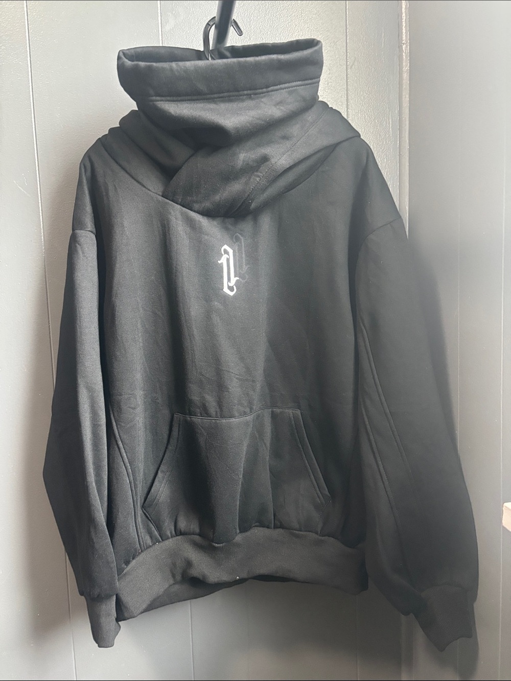 Black Hoodie with White Gothic 'P' Logo FLEECE NWT